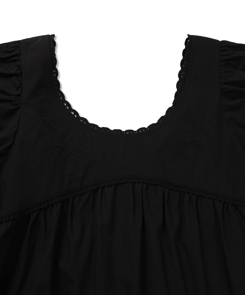 Michikoleondeonkosino Puff Sleeve Ribbon Mini Dress Black