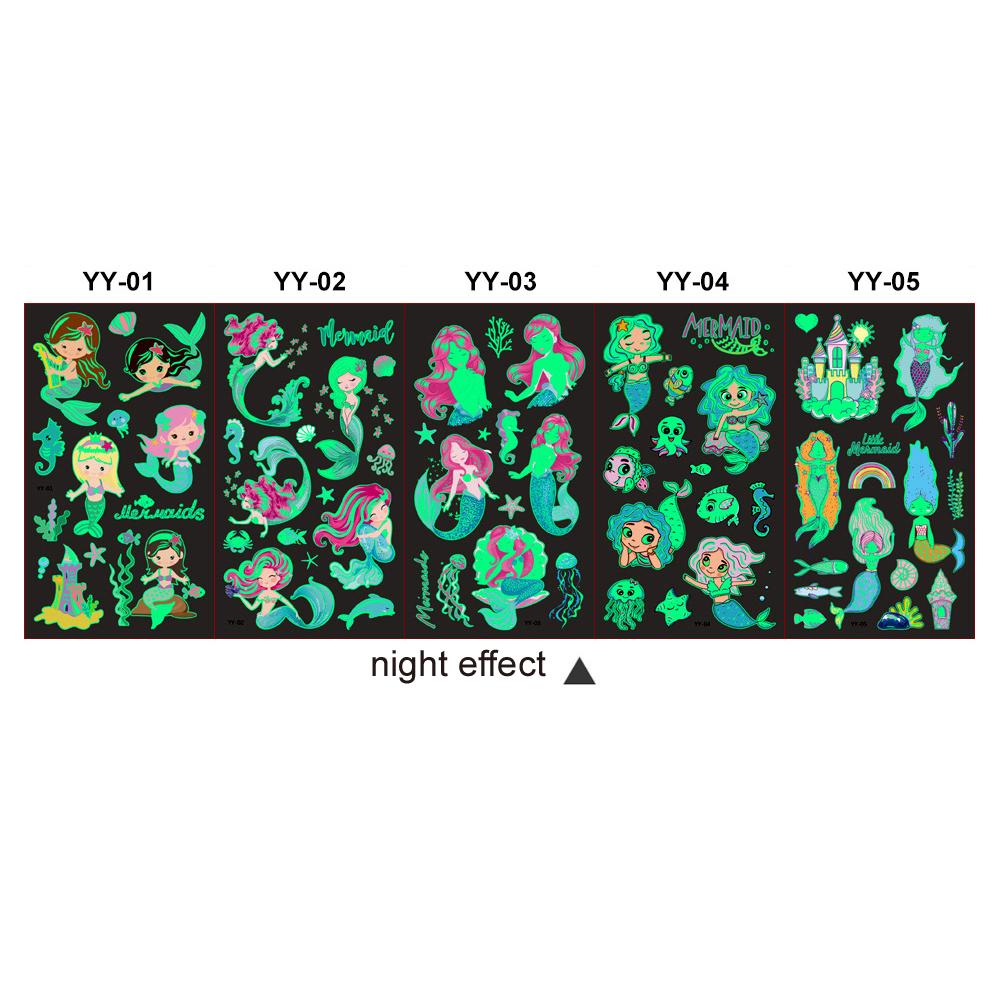 5 Sheets/Set Children Luminous Tattoo Stickers Face Arm Leg Waterproof Temporary Tattoos for Kids Toys Gift