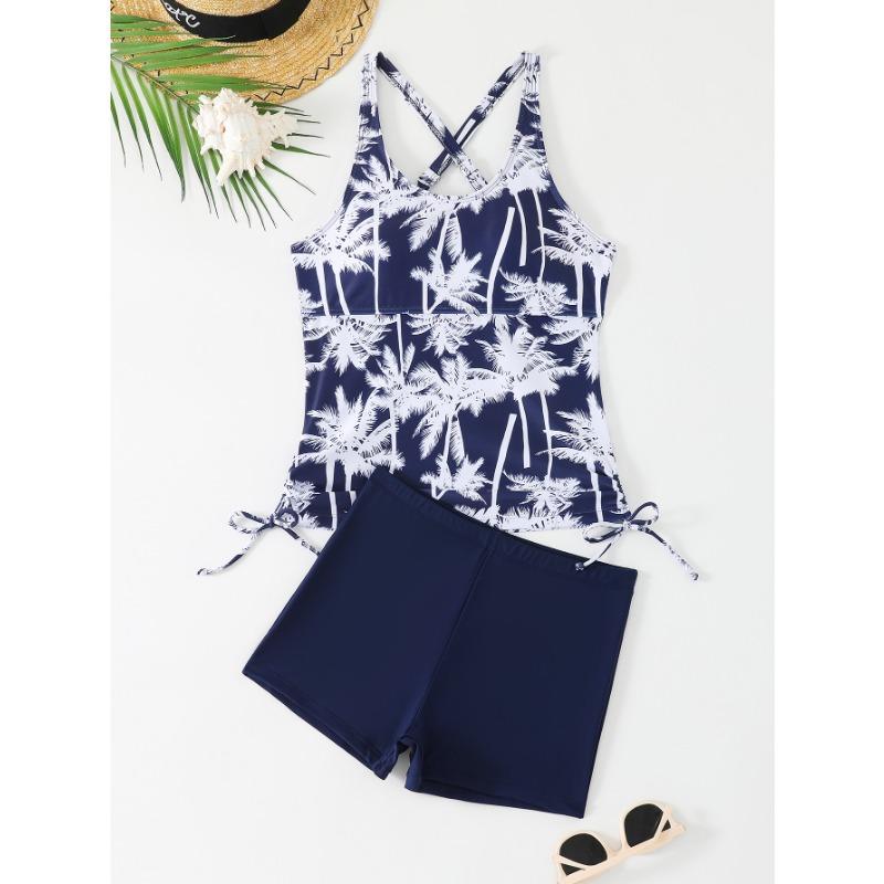 Damen S Geteilter Tankini Badeanzug Flacher Slip Sexy Bikini