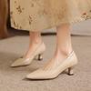 Krazing Pot Genuine Leather Round Toe Thin Heels Summer Shoes Solid Big Size 42 Shallow Decoration Women Shallow Pumps