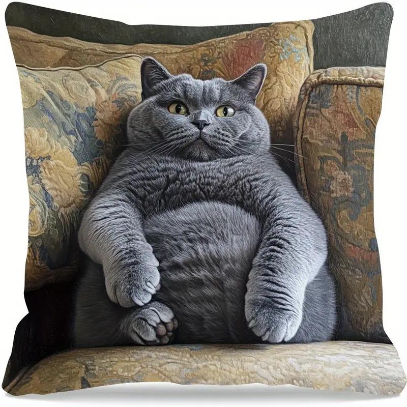 1pc Three Cute Cats Zipper Closure Short Plush Material Pillowcase, Suitable for Car, Farmhouse, Bedroom, Living Room Sofa Pillow Cover