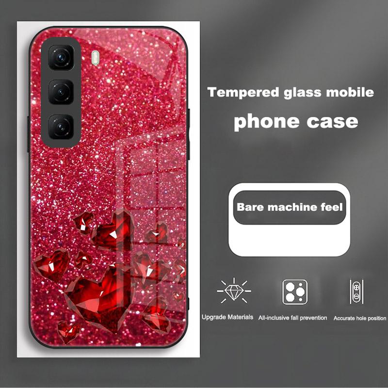 Handyhülle Für Infinix Hot 50 Pro Plus Hülle Harte PC Stoßfeste Abdeckung Gehärtetes Glas Hülle Hot 50 Pro+ Vollständige Schutzhülle Funda