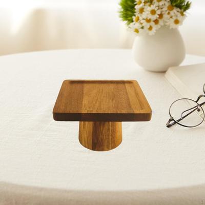 Square Wood Cake Display Stand 3.7inch Tall Accessory for Donuts, Fruits Versatile Cupcake Pedestal