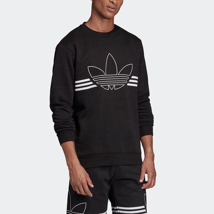 Adidas Originals Outline Crew Fleece Casual Loose Sweatshirt Men Tops Black ED4685