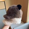 2025 new high-end plush thickened warm face small baseball hat bear cute cap female autumn and winter