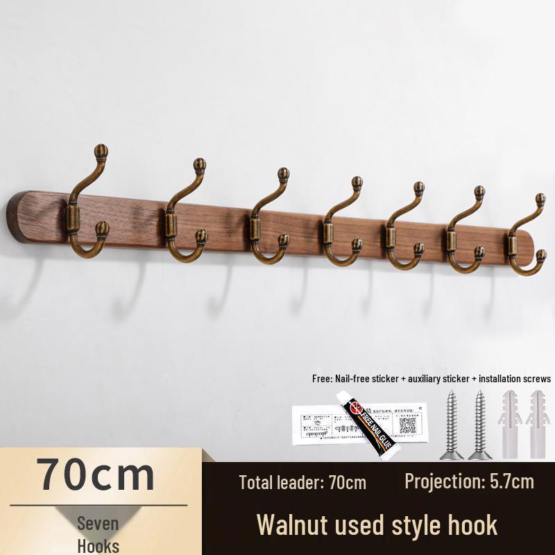Chinese Style Solid Wood Wall-Mounted Coat and Hat Rack - Vintage Design