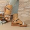 Fashion Fashion Rivet Decor Wedge Sandals for Women Summer Lightweight Non Slip Beach Shoes Woman Buckle Strap Platform Sandalias Mujer