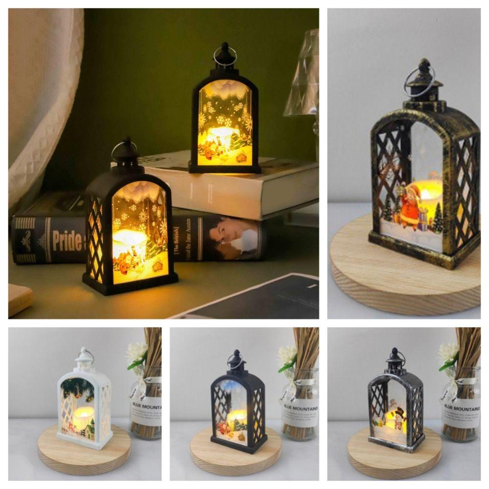 Oblouk Vánoční Závěsná lampa Santa Elektronická Svíčka Lucerna Vánoční Větrná Lampa Stolní Ozdoby