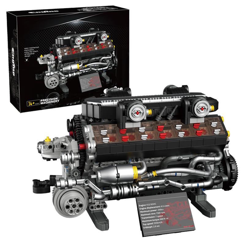 Nový 1400+ ks Motorizovaný simulační model motoru V12 Stavebnice MOC Technické stavebnice Hračky Svátky Dárky pro Děti Dospělé Chlapce