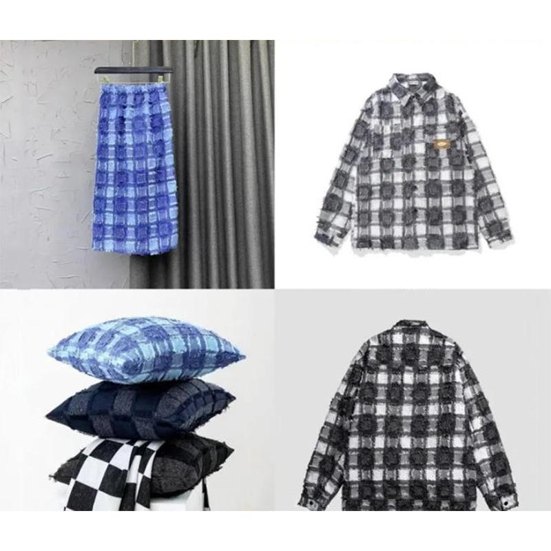 50*150cm Tassels Square Plaid Pattern Yarn-dyed Jacquard Fabric Fashion Dress Texture Fabric DIY Sewing Designer Fabric