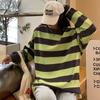 Women's Long Sleeved Sportswear Casual Round Neck Cute Pullover Striped Top