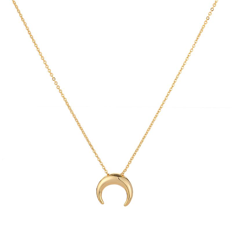 ANENJERY Collier de lune lisse pour femmes, chaîne de clavicule, pendentif en croissant, nouveau