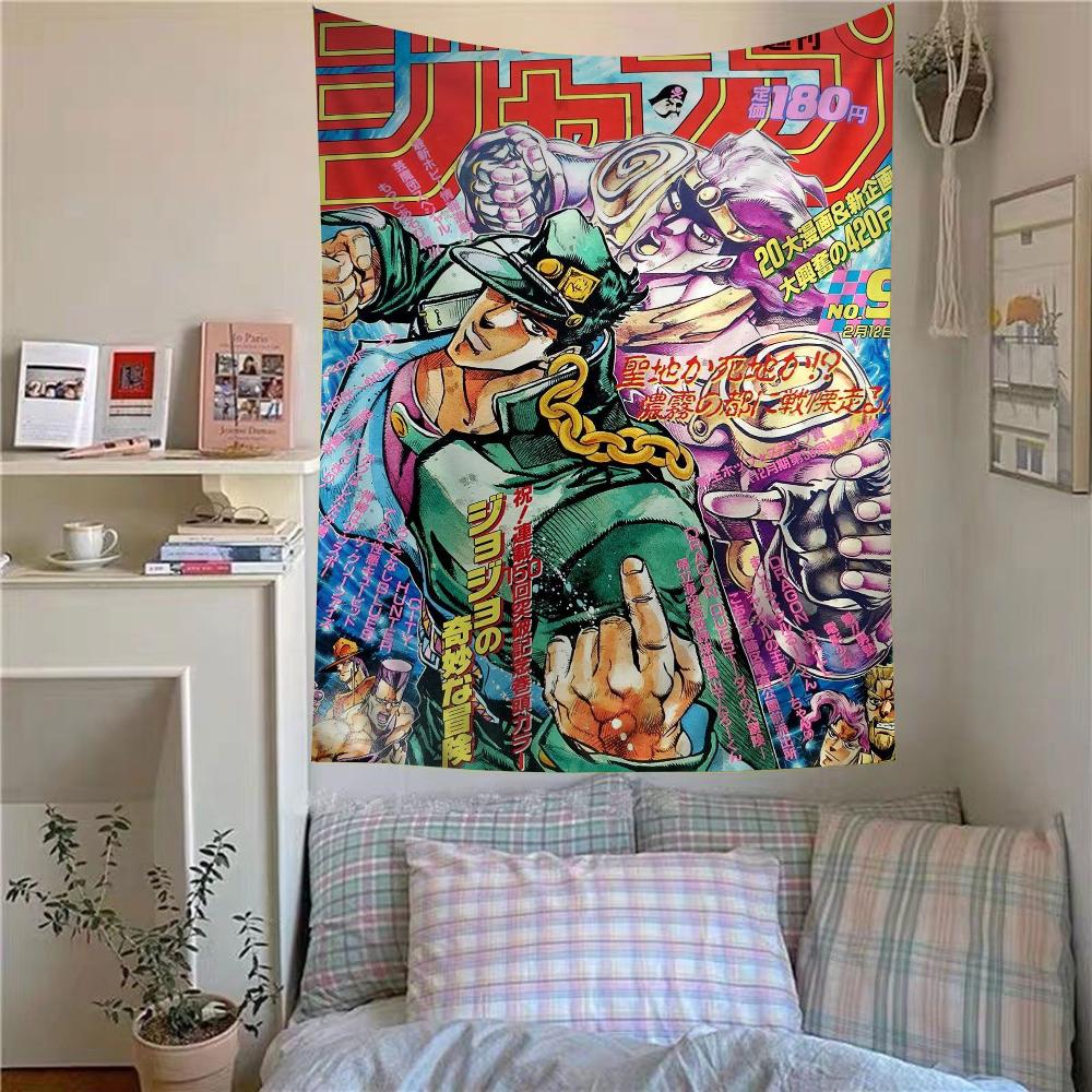Anime JoJo Bizarre Adventure Retro Tapestry Hippie Flower Style Doubles As Wall Carpets Ideal Hanging for Dorms Home Decor