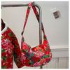 Fashionable Retro Style Crossbody Tote Bag In Elegant Floral Design Perfect For Everyday Use