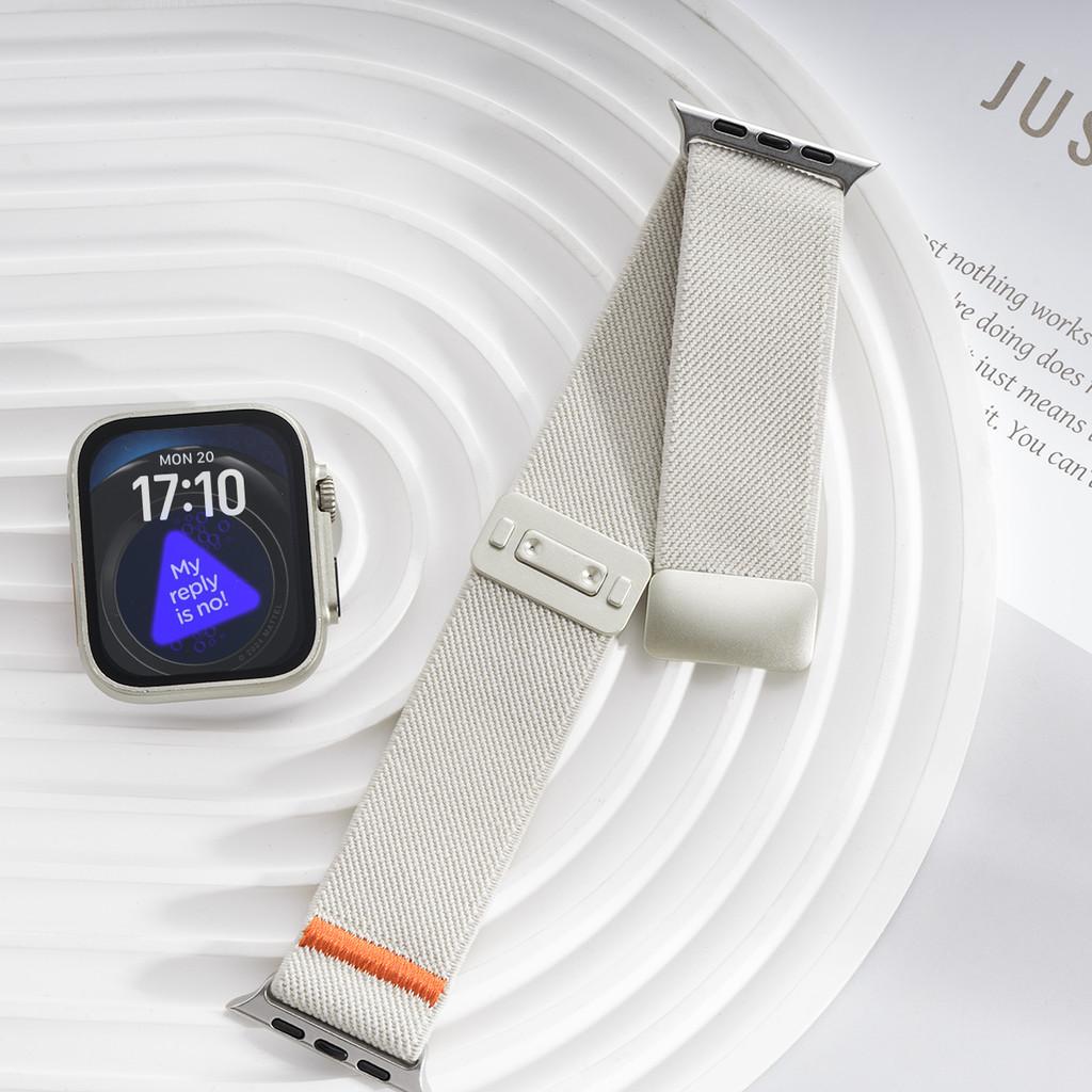 Magnetic Nylon Loop Strap Elastic Bracelet for Apple Watch Ultra 3 49mm Iwatch Series 11 10 9 8 7 6 SE 5 4 46mm 45mm 44mm 42mm