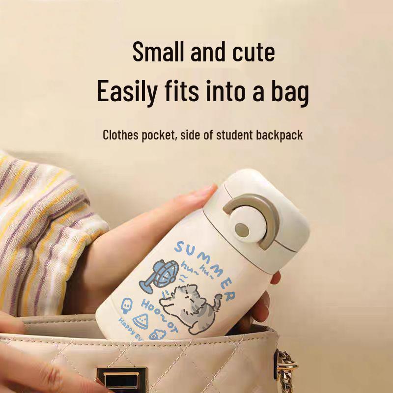 Compact Stainless Steel Flip-top Thermos Bottle for Direct Drinking
