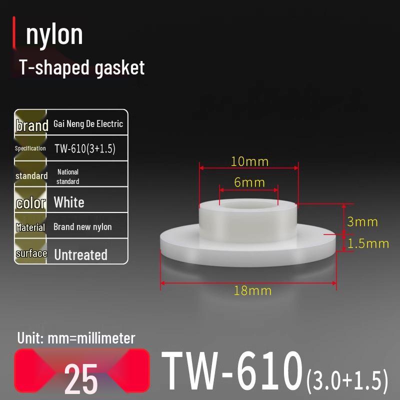 T-Shaped Nylon Gasket Ring Screw Shaft Sleeve with Concave-Convex Insulation Pad M2