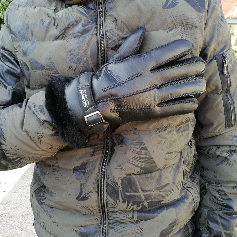 Sheepskin Fur Gloves Men Leather Thick Winter Warm Outdoor Wind and Cold Handmade Sewing Finger New Bickmods Brand