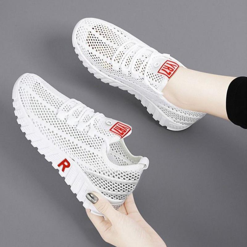 Scarpe di stoffa Scarpe da passeggio da donna Fondo morbido Scarpe da ginnastica antiscivolo per la mamma Scarpe a rete traspiranti Scarpe singole casual alla moda
