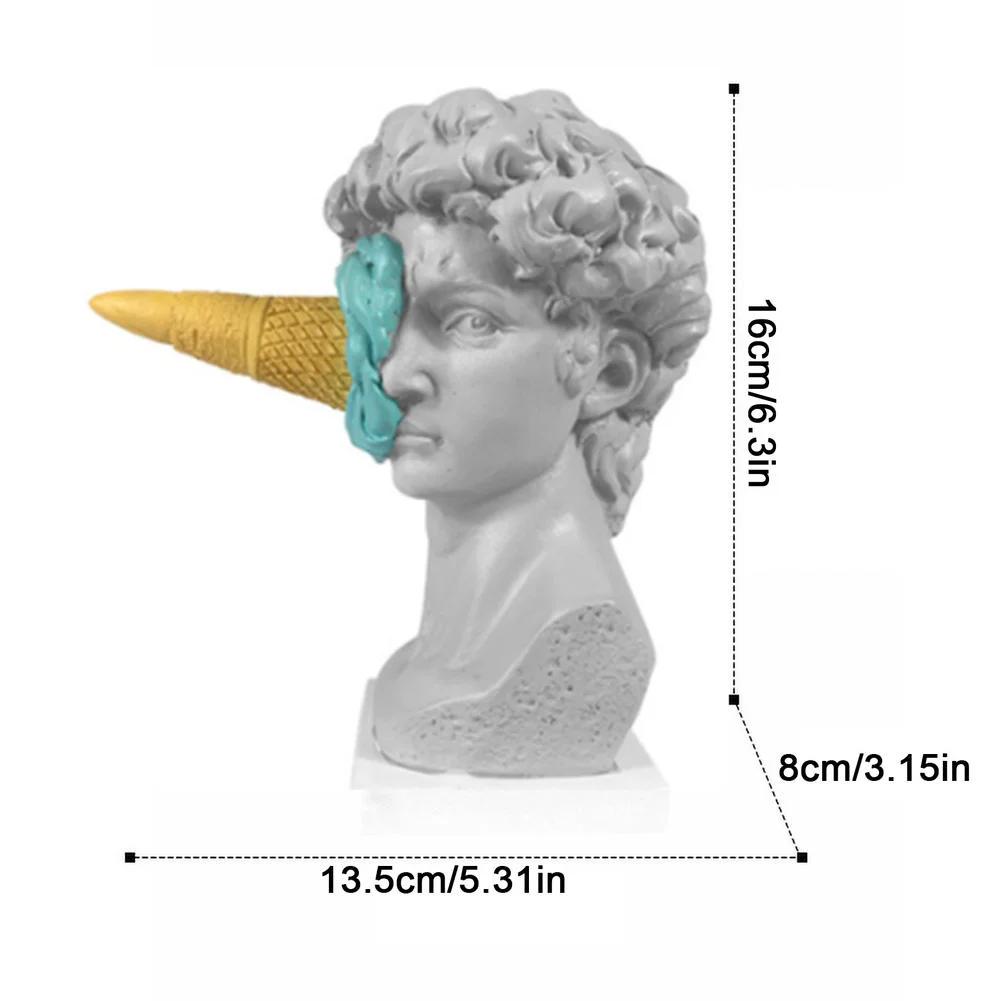 Ice Cream David Statue Home Decoration Head Bust  Sculpture Resin Mini Modern Abstract Art Sketch Desktop Ornaments