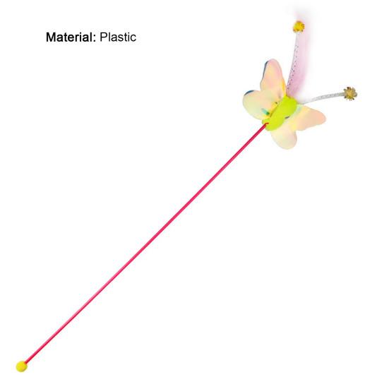 Cat Wand Creative Shape Stress-relieving Plastic Feather Style Cat Teaser Stick Pet Interactive Toy for Home