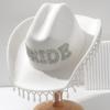 Luxurious Pearls Cowboy Hats Bride Hat Panama Hat for Bachelorette Party Cowboy Hats for Club Stage Shows