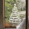 Weihnachtsbaum Fensteraufkleber Hochwertiges PVC Selbstklebend Glänzendes Finish Feiertagsdekoration mit Sternakzenten,Dekorativer Aufkleber