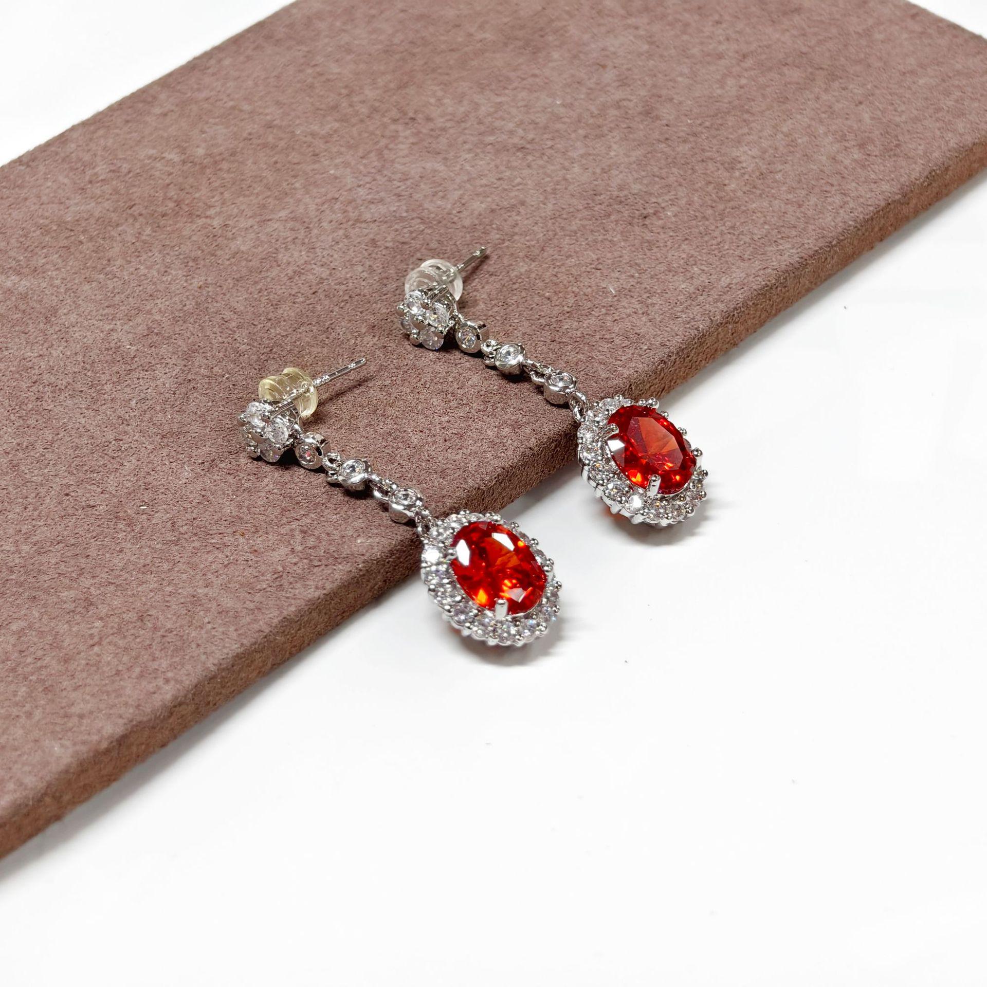 Gesi En Korean Style Elegant Simulated Topaz Oval Long Dangle Earrings for Women - Fashionable Accessories