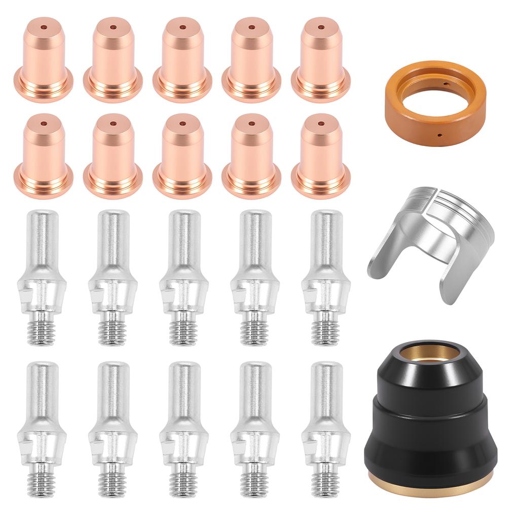 PT 60 Plasma-Schneidbrennerdüse mit elektrischer Leitfähigkeit Hitzebeständigkeit 0,9 mm 1 mm Elektrode Kappe/Abstandhalter/Wirbelring