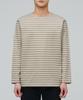 Striped Boat Neck Long Sleeve T-Shirt [Beige/Ivory]