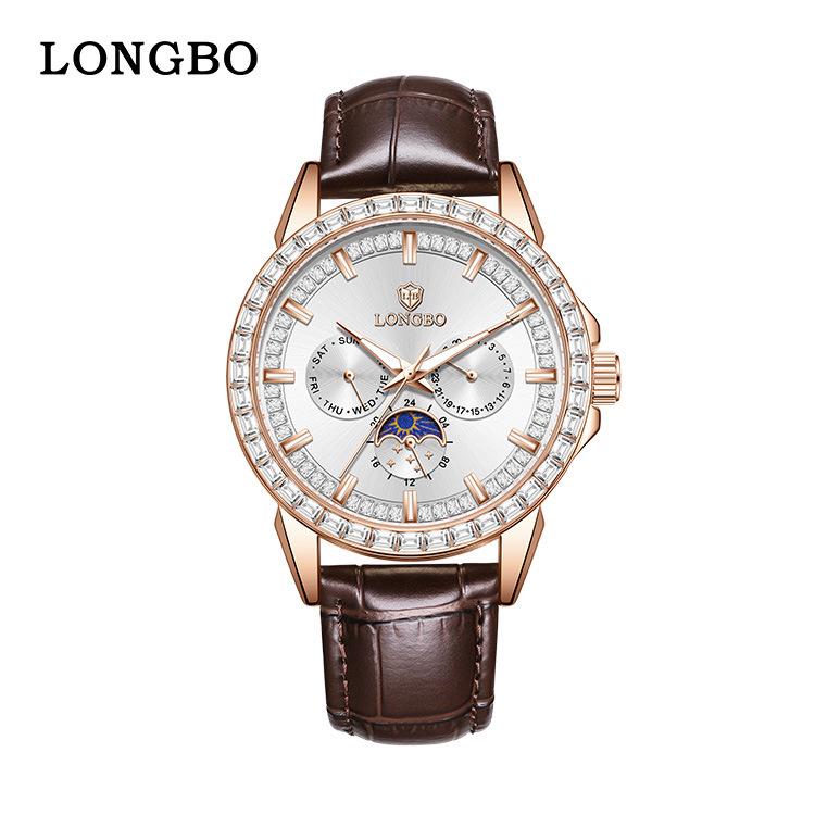 Longbo Classic Men s Fashionable Waterproof Leather Belt Wristwatch 83816