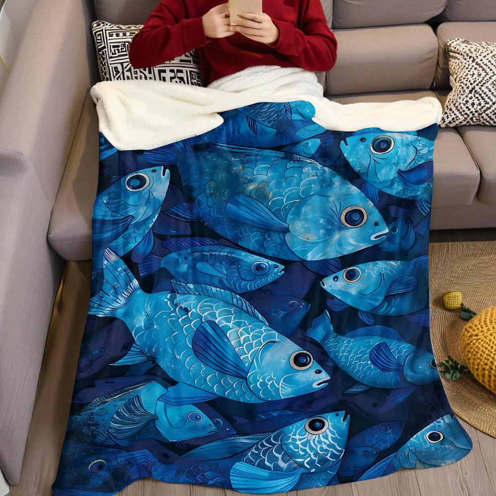 Azure School Flannel Blanket Warm Soft Halloween Christmas Couch Warm Cozy Decorative Decor Gift for All Season