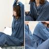 Okayama Denim Pajamas for Women Denim Long Sleeves and Size Open Made in Solid Stylish and Roomwear for Day [Kodawari Anminkan] [Stylish Pajamas]