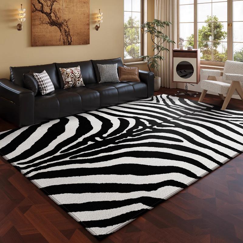 Black and White Zebra Pattern Carpets for Living Room Home Thick Plush Floor Mat Large Area Bedroom Decor Carpet Fluffy Soft Rug