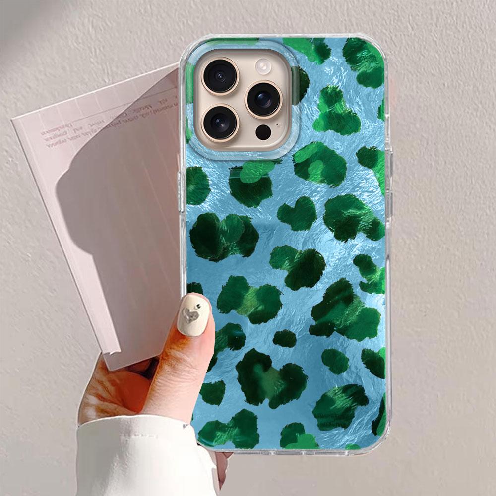 Pink Green Leopard Print Women Phone Case for Iphone 17 Air 16 15 14 7 8 Plus 13 11 12 Pro Max X XS XR SE 2022 2020 16e Cover
