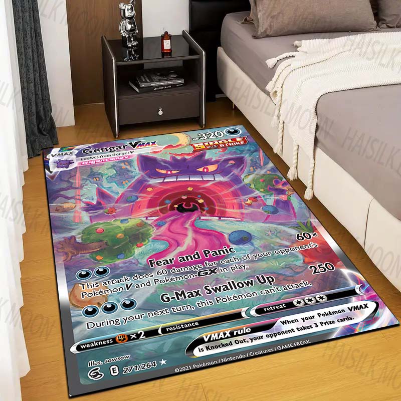 1PC Gengar Pokémon Cards Print Rug Carpet for Living Room Children Bedroom Mat Sofa Doormat Floor Rug Home Decor Anti Slip Mat