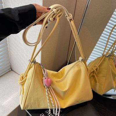 2025 New Candy Color Canvas Bag Girl Simple Fashion Pillow Bag Large Capacity Casual Lazy Wind Messenger Bag