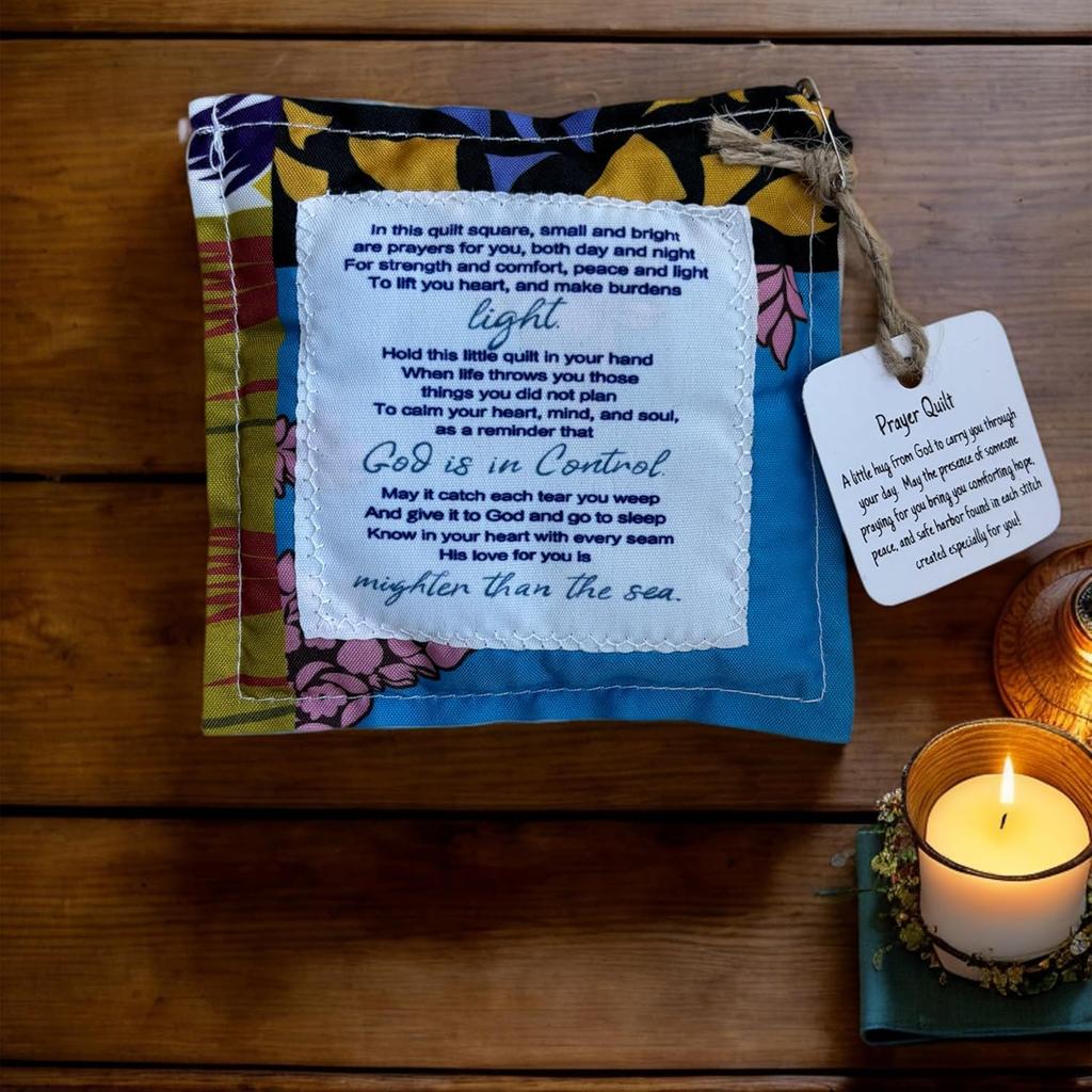 1PC Prayer Quilt with Cross ide, 4x4 Inches Mini Pocket Size, pirational Religious Gift
