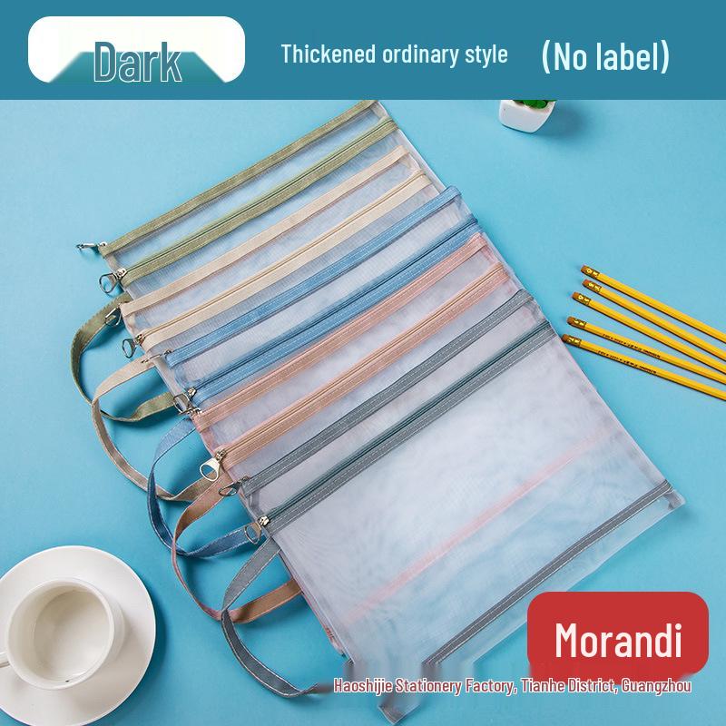 

Macaron Color Double-Layer Transparent Mesh Student Bag for File and Test Paper Organization Dark Blue (33x24cm)