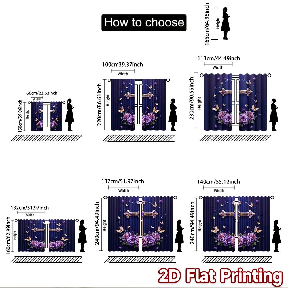 2D Flat Photography Backdrop Tapestry Easter Floral Cross 100% Polyester Family Party Decoration Use for Holiday Decorations