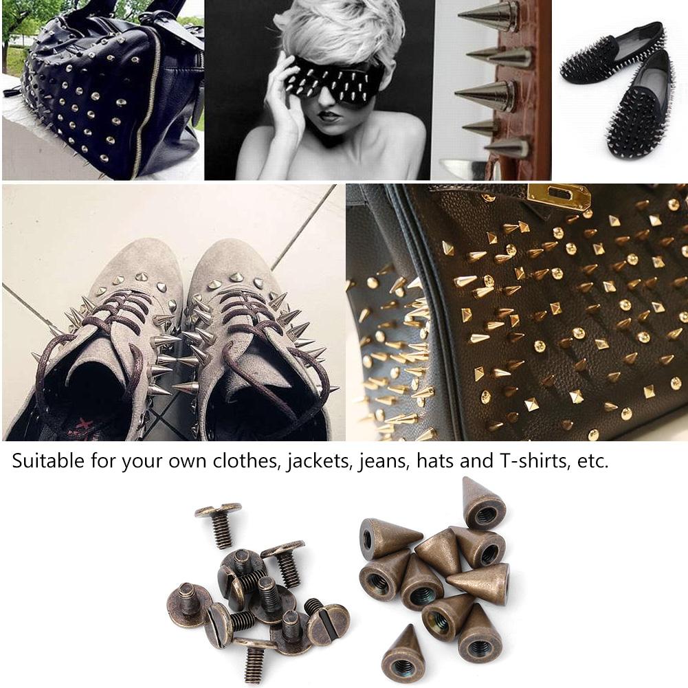 50pcs 7*10mm Spikes Punk Rivets Leathercraft Studs Clothing Decoration (Bronze)