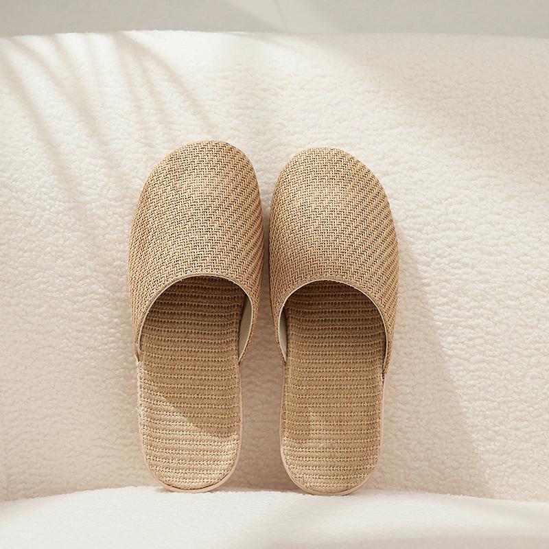 Four Seasons Unisex Breathable Linen Slippers - Sweat-Absorbent, Odorless, Silent On Wood Floors