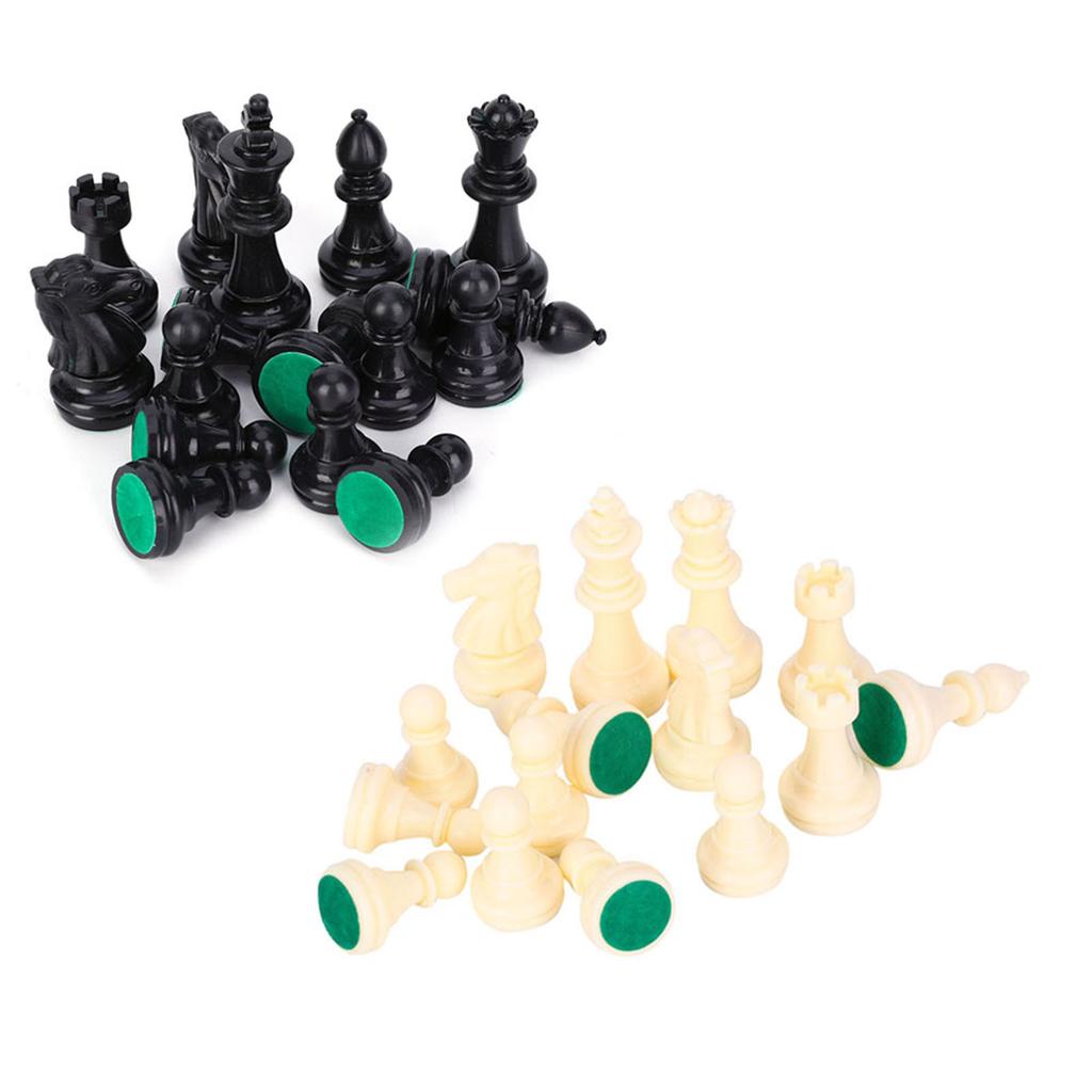 Plastic Chessmen Set International Chess Game Complete Chessmen Set Black&White