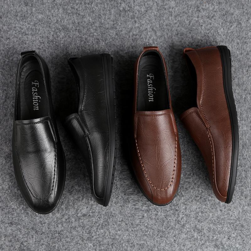 Podzimní boty Pánské kožené boty pro volný čas Korejské pánské boty Prodyšné nazouvací boty s měkkým dnem Nazouvací ležérní boty Pánské