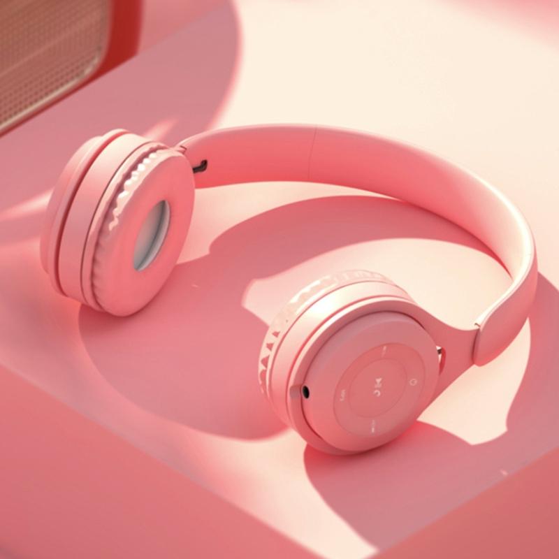 Mini Macaron Headset Head-mounted Blue-tooth 5.0 Long Wear Without Pain Noise Cancelling for Office PC Laptop School