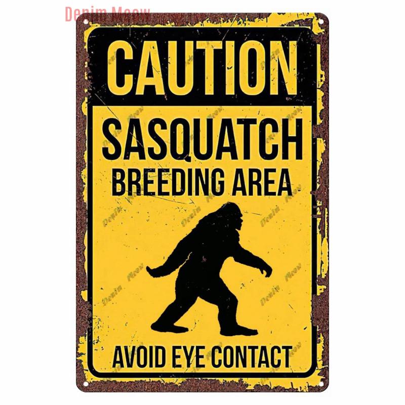 Vintage Bigfoot Crossing Metal Wall Decor, Warning Bigfoot Area, Tin Signs, Retro Decorative Stickers, Home Decor,  WY288