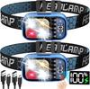 2Pack Induction Headlamp White Red Warm Light Led Lightweight Headlight Waterproof Torch Outdoor Camping Emergency Fishing Light