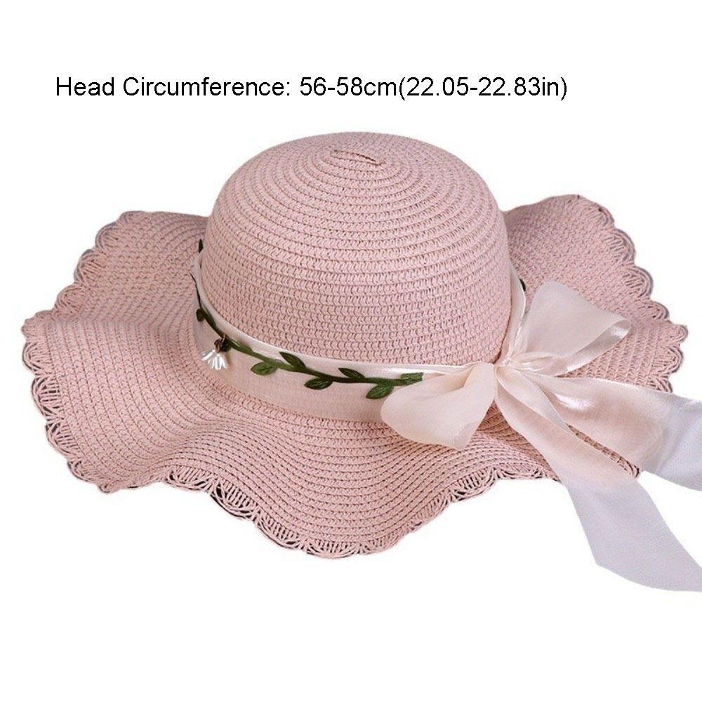 Fashion Colorful Bow Straw Hat Boho Wide Brim Women's Sun Hat Breathable Visor Sun Protection Cap Summer