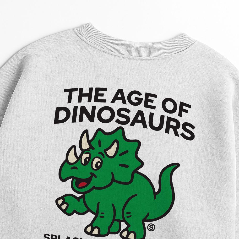 Seupeullaesikodeu Heavy Crew Neck Sweatshirt Melange White - Triceratops