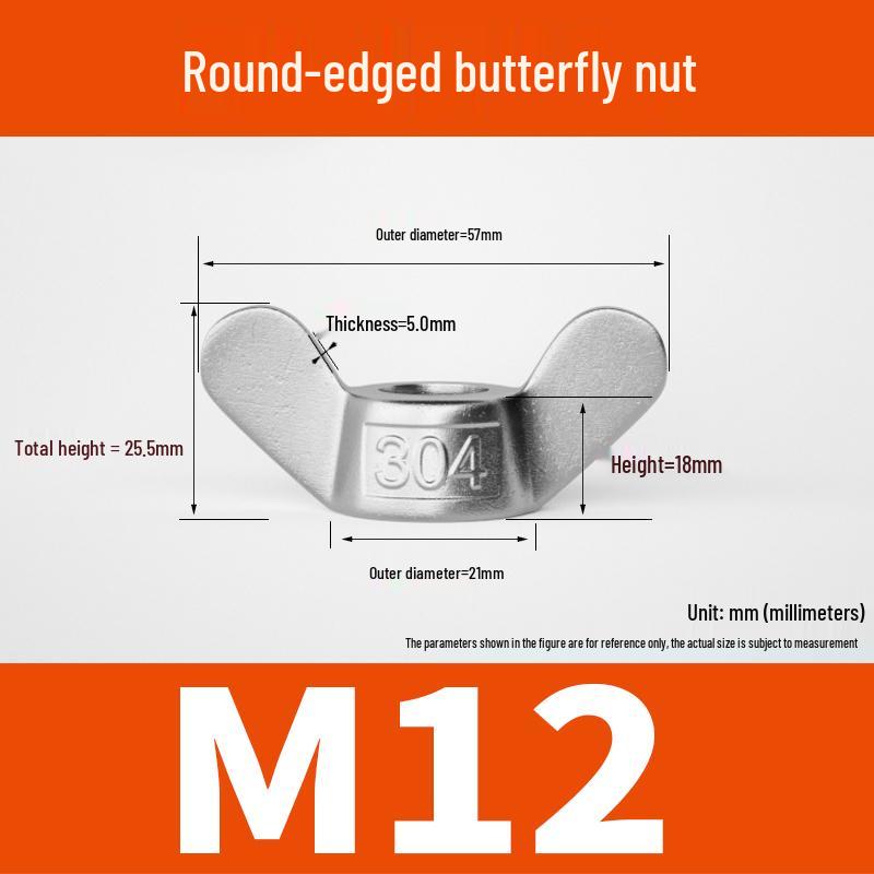 M4-M24 304 Stainless Steel Large Ear Ram's Horn Disc Butterfly Nut